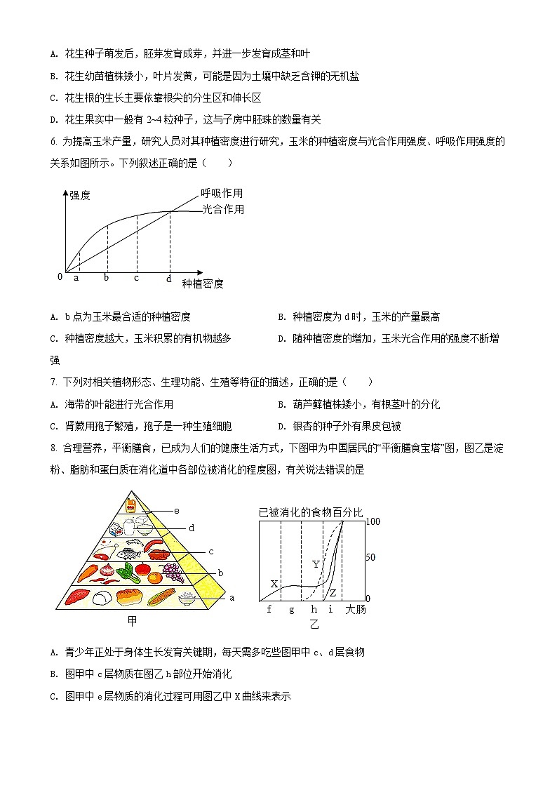 初中生物中考复习 精品解析：2022年山东省聊城市中考生物真题（原卷版）02