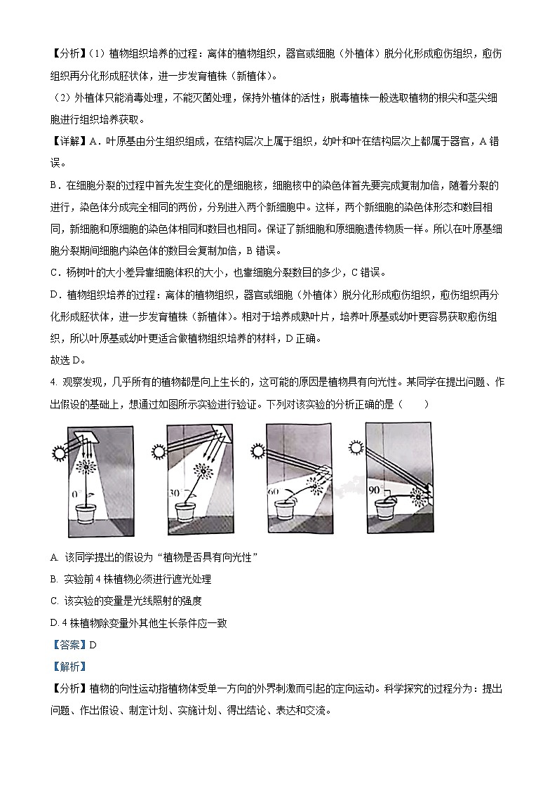 初中生物中考复习 精品解析：2022年山东省潍坊市中考生物真题（解析版）第3页