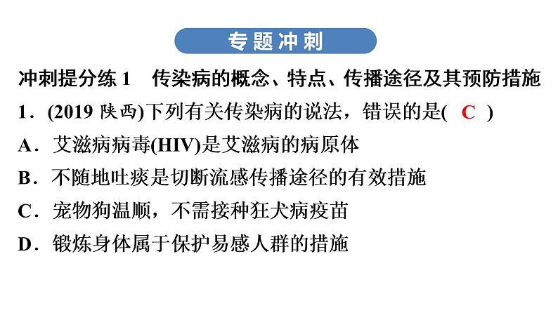 中考生物总复习第3部分 专题10　健康地生活课件第4页