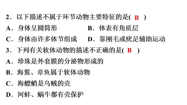 中考生物总复习阶段检测专题试卷——八年级上册课件03