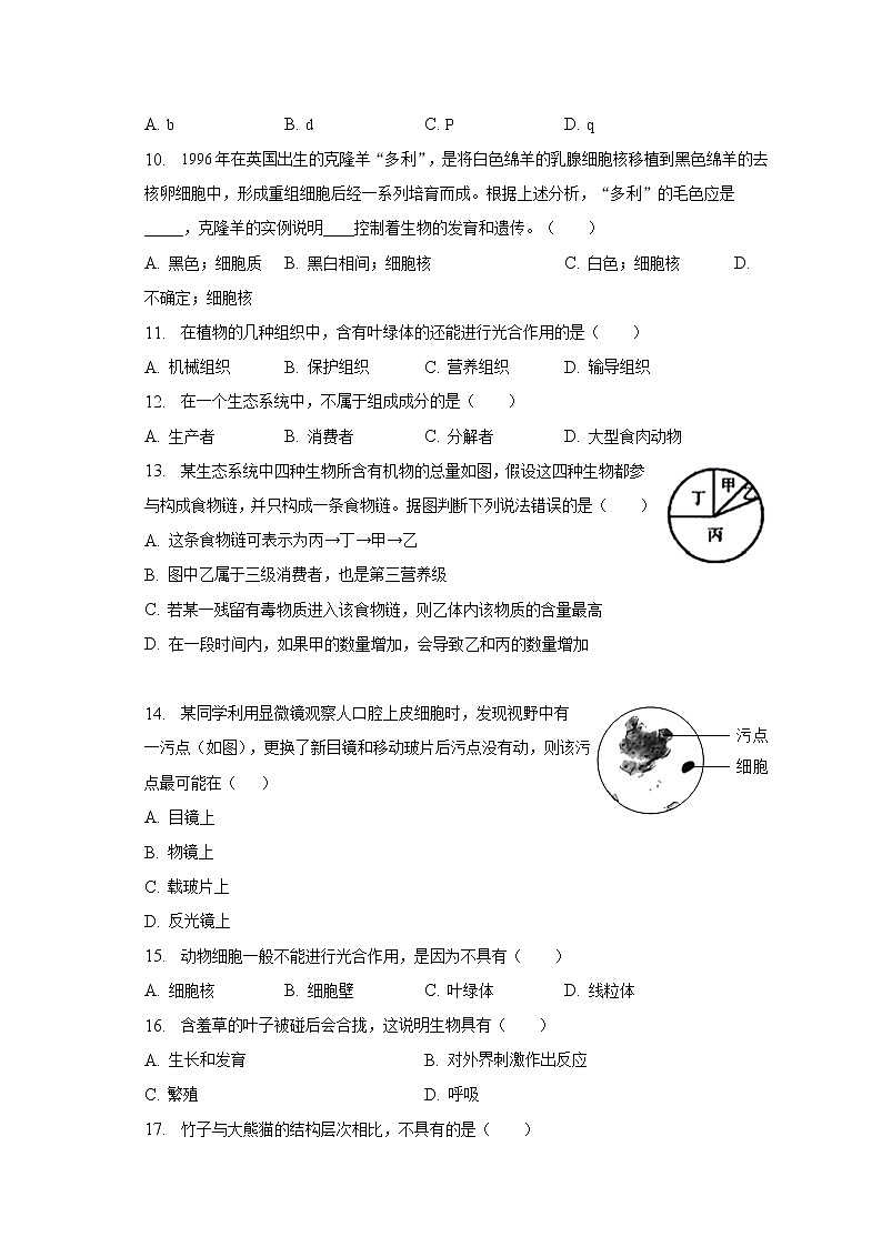 2022-2023学年江西省赣州市寻乌县七年级（上）期末生物试卷（含解析）02