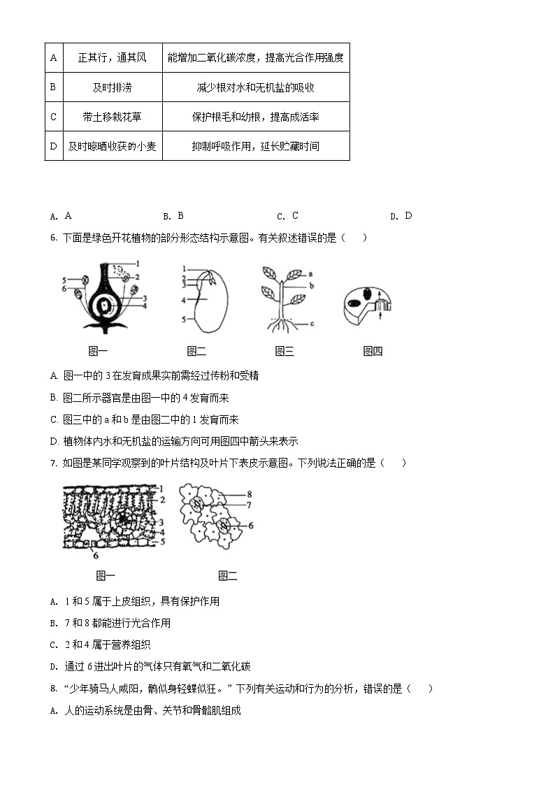 初中生物中考复习 精品解析：山东省菏泽市2020年中考生物试题（原卷版）02