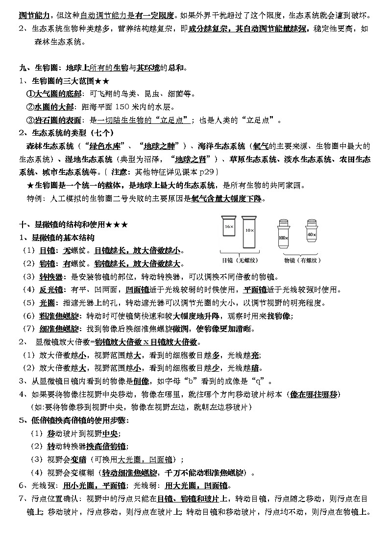 初中生物中考复习 人教版初中生物重点知识背诵-【临考必背】备战2022年中考生物知识点默写与背诵（人教版）第3页
