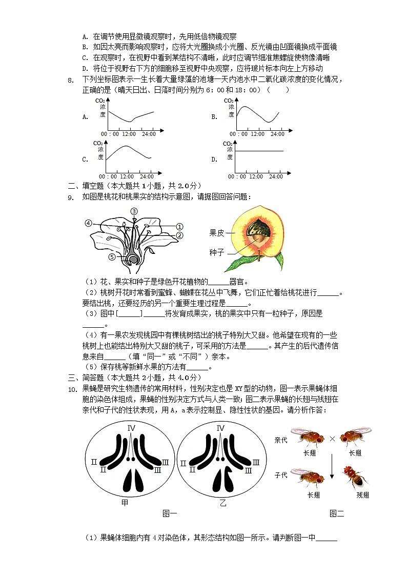 初中生物中考复习 四川省达州市开江县2019年中考生物二模试卷（含解析）02