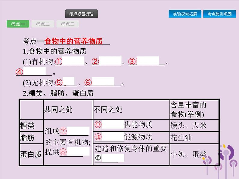 初中生物中考复习 课标通用中考生物总复习第四单元生物圈中的人第十讲人体的营养课件02