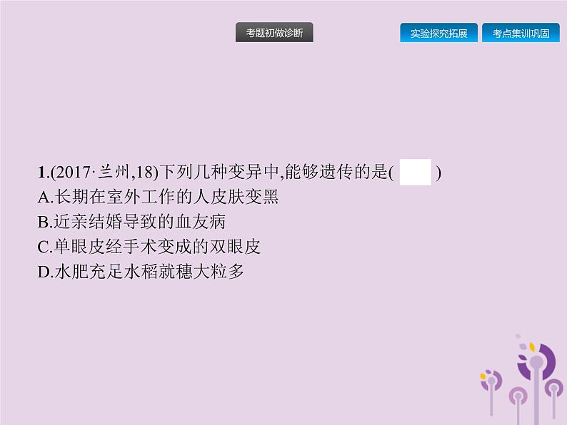 初中生物中考复习 课标通用中考生物总复习第七单元生物圈中生命的延续和发展第二十二讲生物的遗传和变异(二)课件08