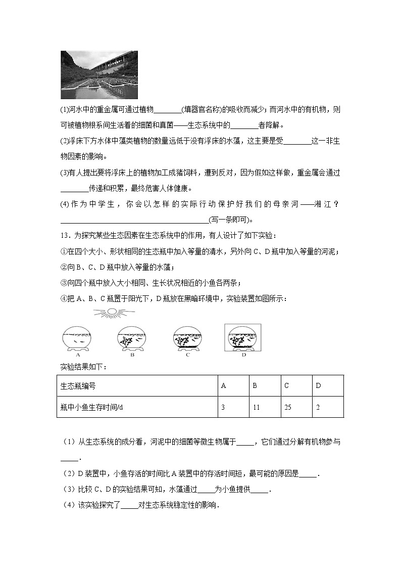 初中生物中考复习 中考生物会考复习专项训练16：人类活动对生物圈的影响（基础版，含详解）第3页