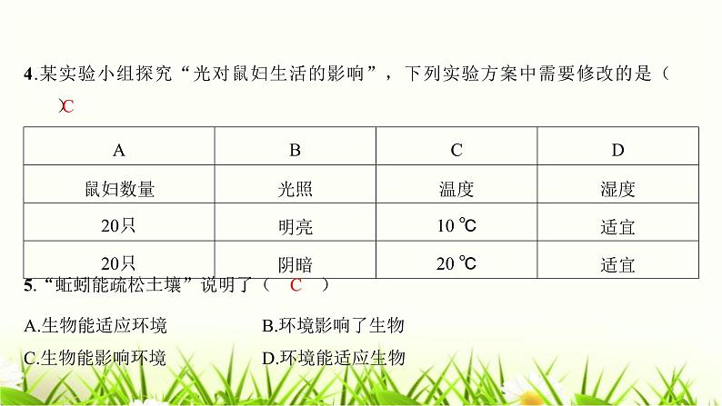 中考生物复习七年级上册生物学阶段检测卷课件04