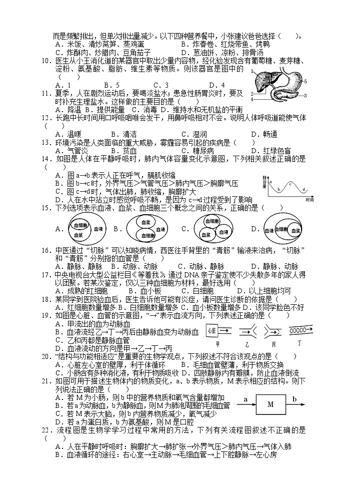 湖南省张家界市永定区2022-2023学年七年级下学期期中生物试题02