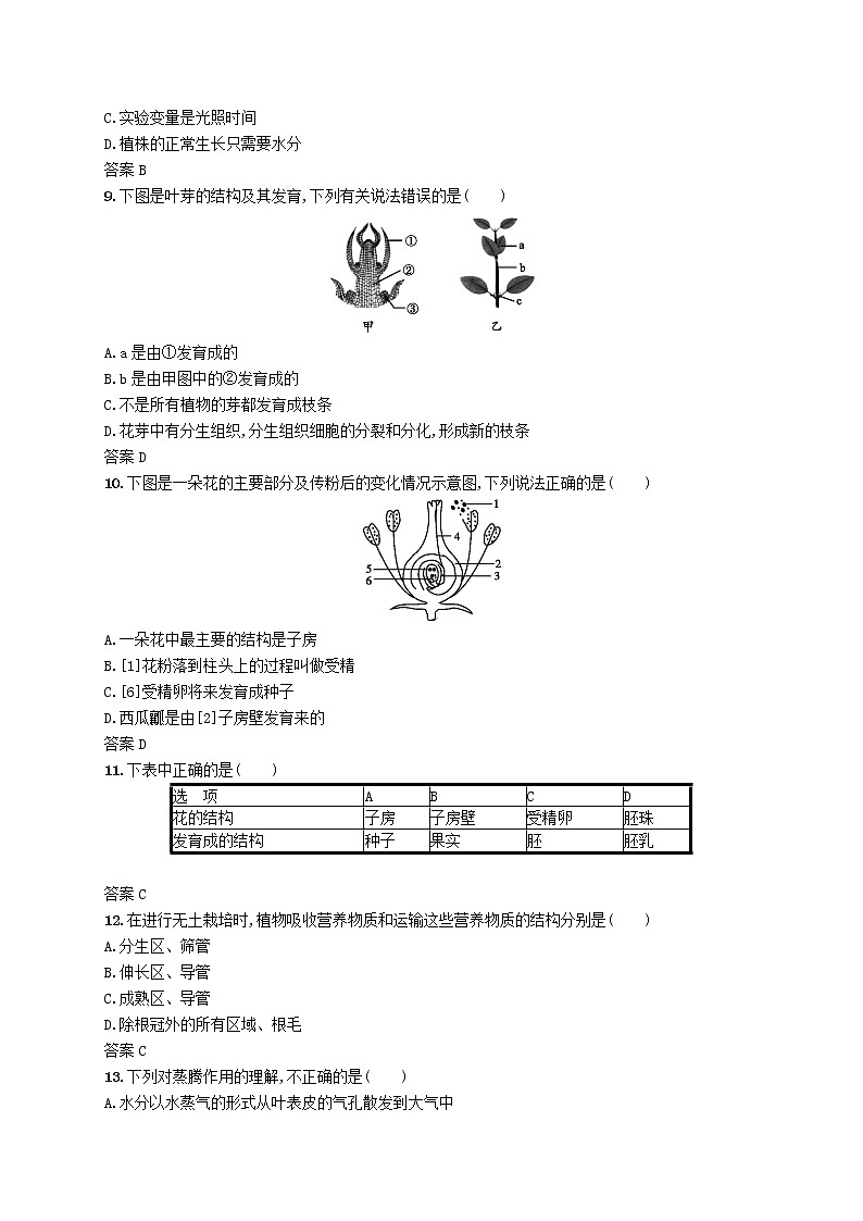初中生物中考复习 中考生物总复习单元检测(三)03