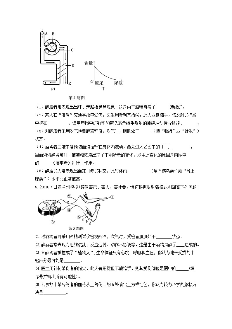 初中生物中考复习 中考生物总复习第二部分重点题型探究题型二识图题第九类神经系统的组成与生理活动习题03