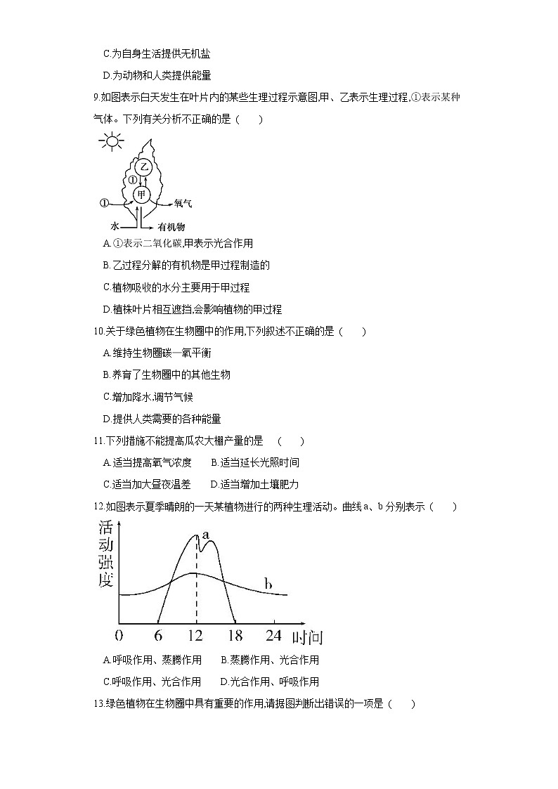 初中生物中考复习 专题07 绿色植物的光合作用（练习）（原卷版）03
