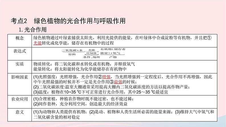 初中生物中考复习 中考生物总复习第一部分基醇点巩固第三单元生物圈中的绿色植物第4_6章课件第4页