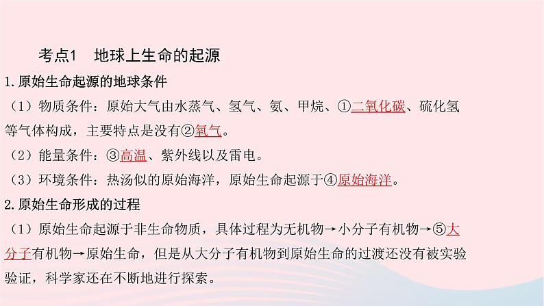 初中生物中考复习 中考生物总复习第一部分基醇点巩固第七单元生物圈中生命的延续和发展第三章生命起源和生物进化课件第3页