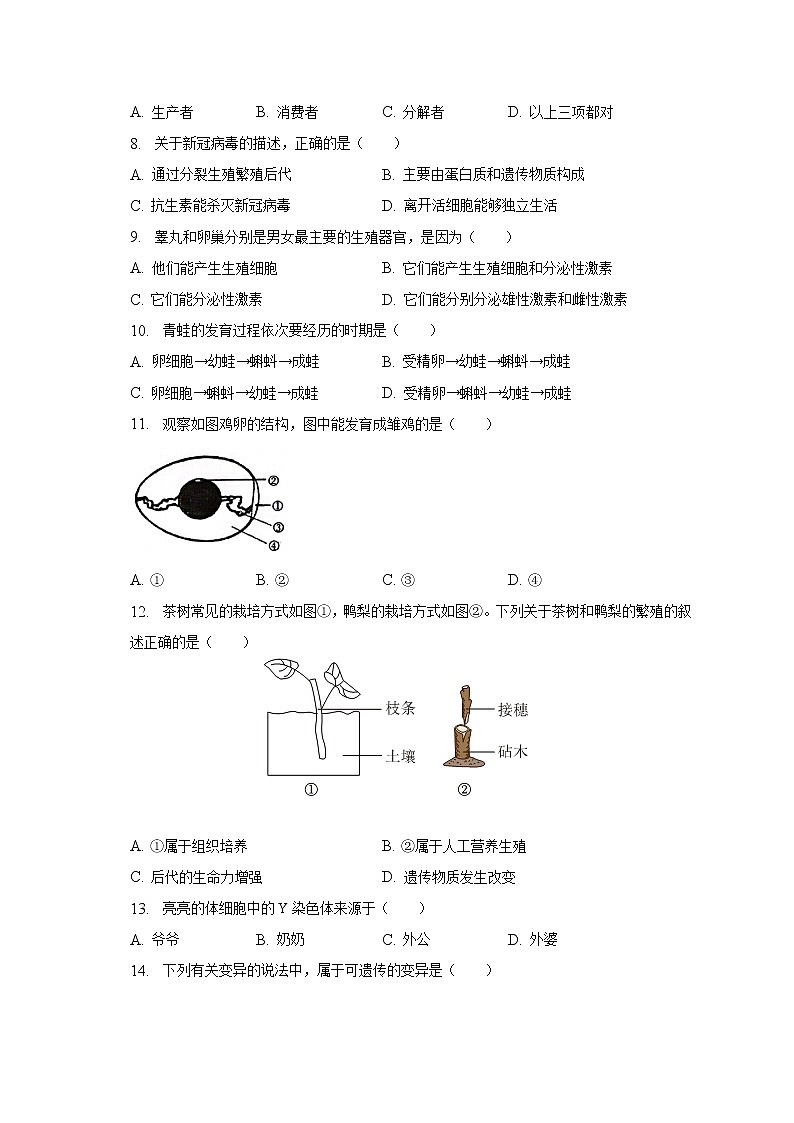 2022-2023学年河北省廊坊市固安县八年级（上）期末生物试卷（含解析）第2页