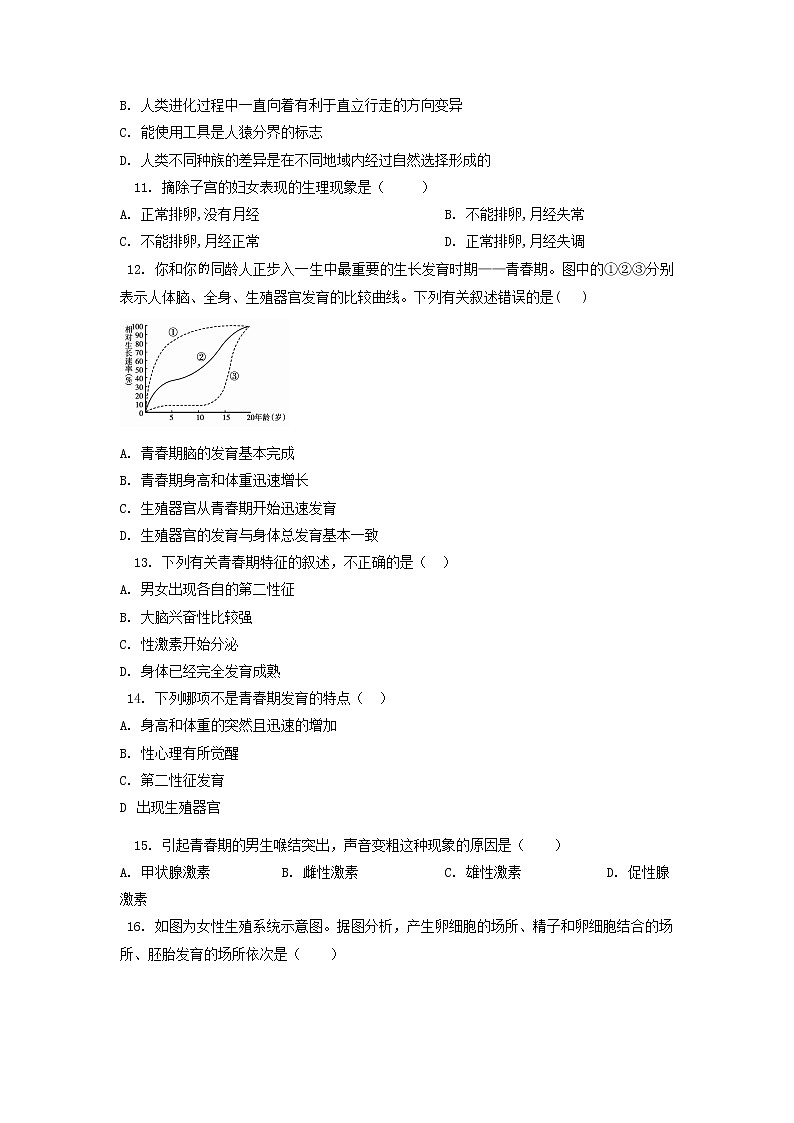 单元复习01 人的由来【专项练习】（原卷版）第2页