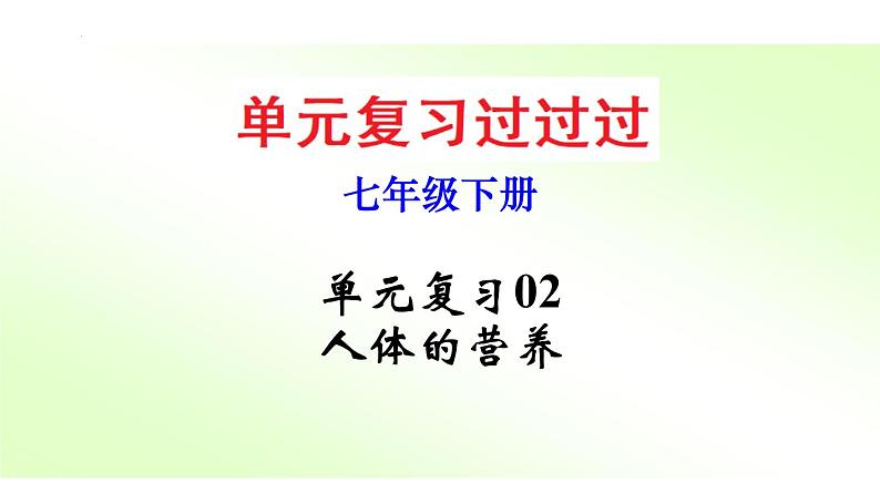 单元复习02 人体的营养【知识梳理】——2022-2023学年人教版生物七年级下册单元综合复习第1页