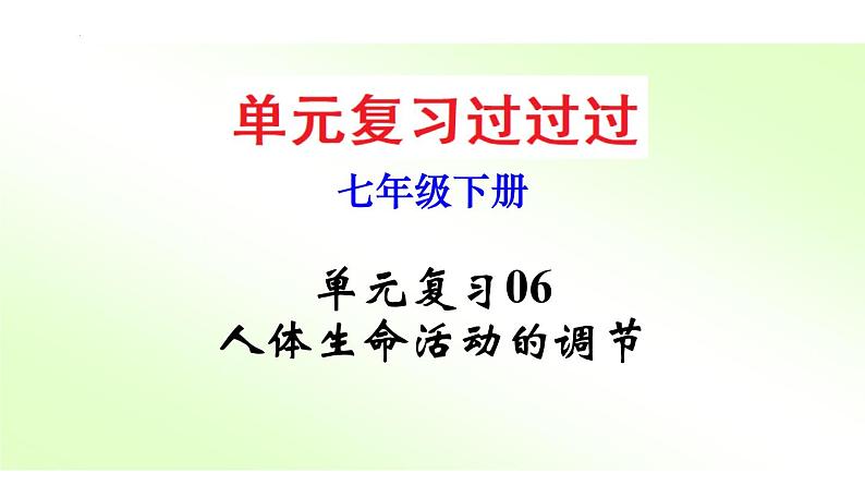 单元复习06 人体生命活动的调节【知识梳理】——2022-2023学年人教版生物七年级下册单元综合复习第1页