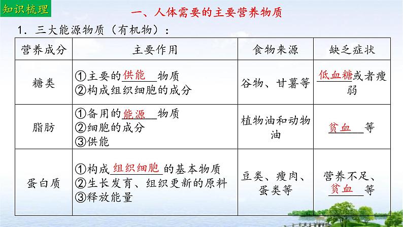 单元复习02 人的食物来自环境（复习课件）——2022-2023学年人教版生物七年级下册单元综合复习05