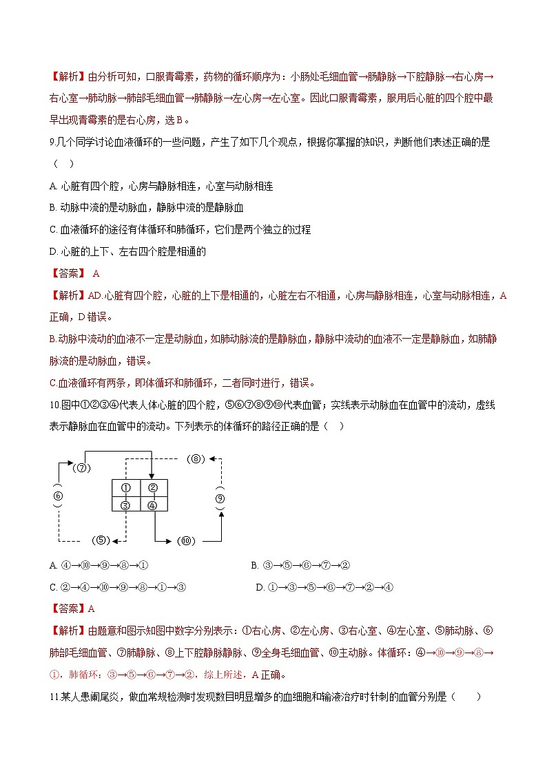 单元复习03 人体内的物质运输和能量供给（单元检测卷）——2022-2023学年度人教版生物七年级下册单元综合复习（原卷版+解析版）03