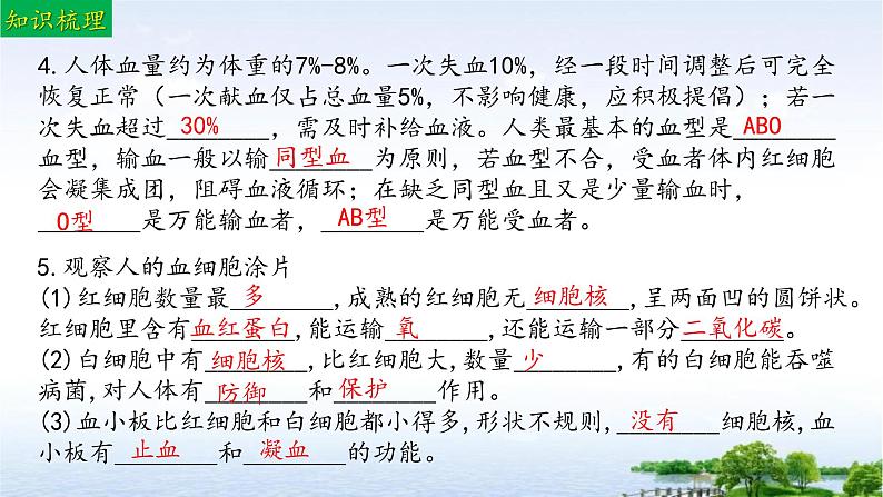 单元复习03 人体内的物质运输和能量供给（复习课件）——2022-2023学年度人教版生物七年级下册单元综合复习07