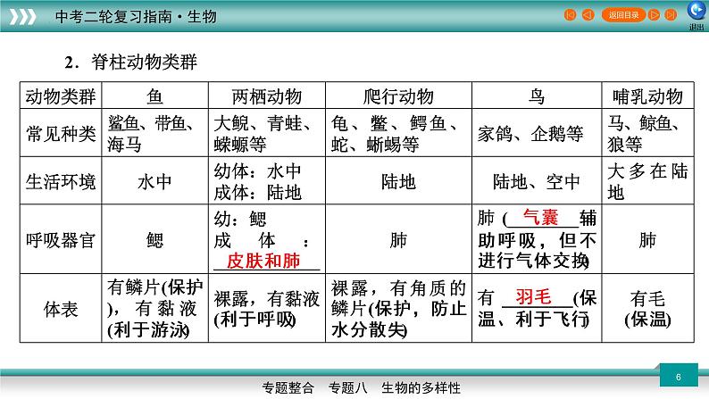 初中生物中考复习 专题08生物的多样性2022年中考生物二轮精准高效复习第6页