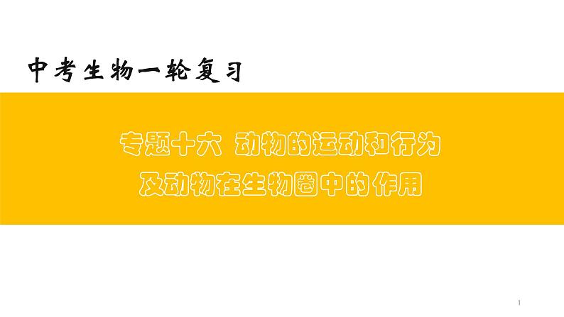 初中生物中考复习 专题16 动物的运动和行为+动物在生物圈中的作用（上课用课件）-【过一轮】2022年中考生物一轮复习课件精讲与习题精练01