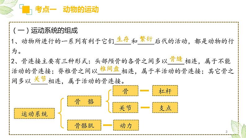 初中生物中考复习 专题16 动物的运动和行为+动物在生物圈中的作用（上课用课件）-【过一轮】2022年中考生物一轮复习课件精讲与习题精练03