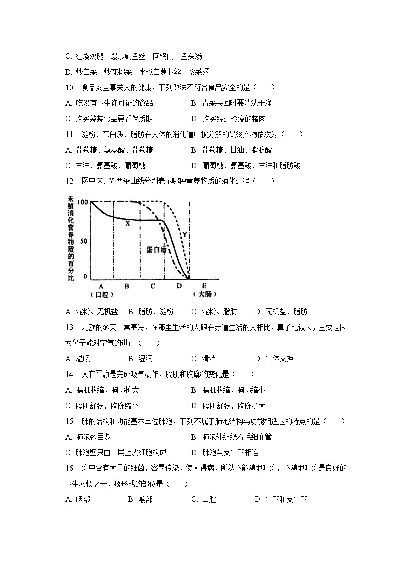 2022-2023学年河南省驻马店市平舆县完全中学七年级（下）月考生物试卷（3月份）（含解析）02
