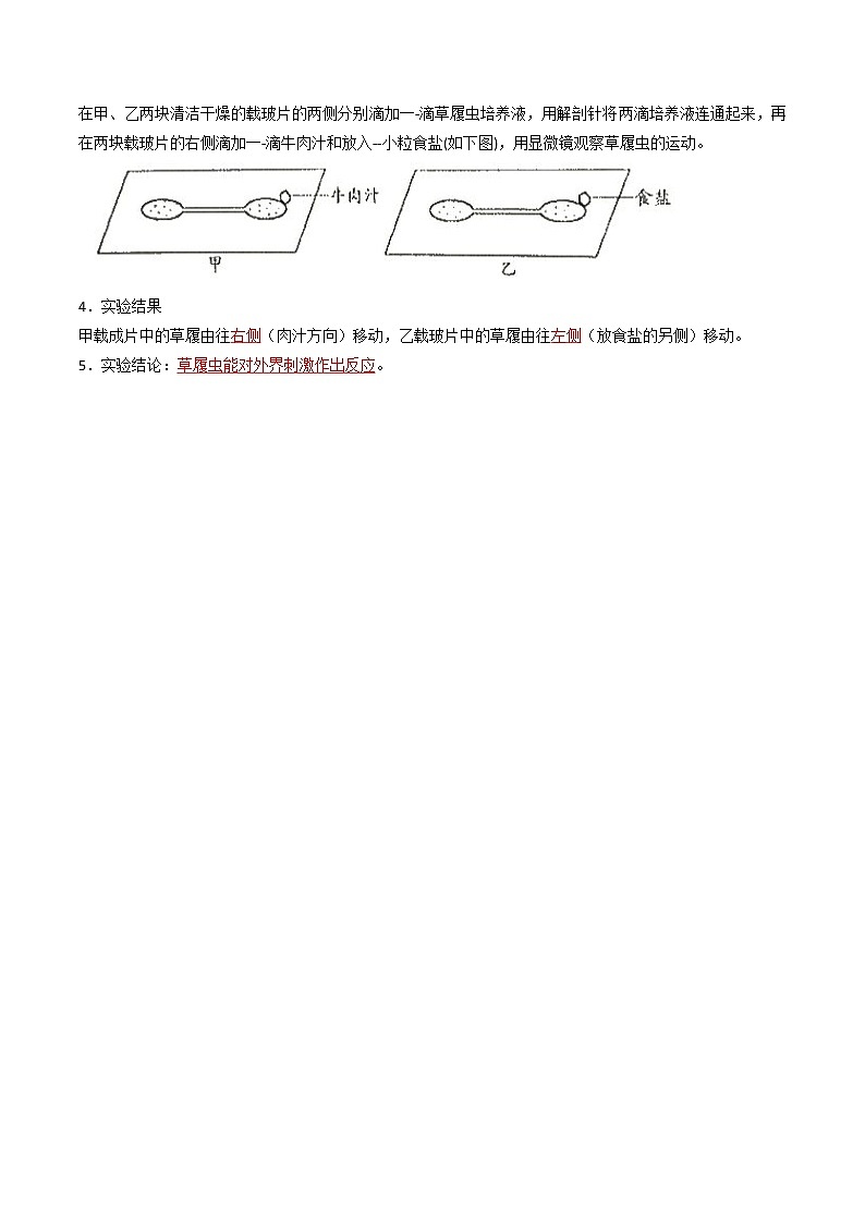 探究题04  观察草履虫 -七年级上册实验专题02