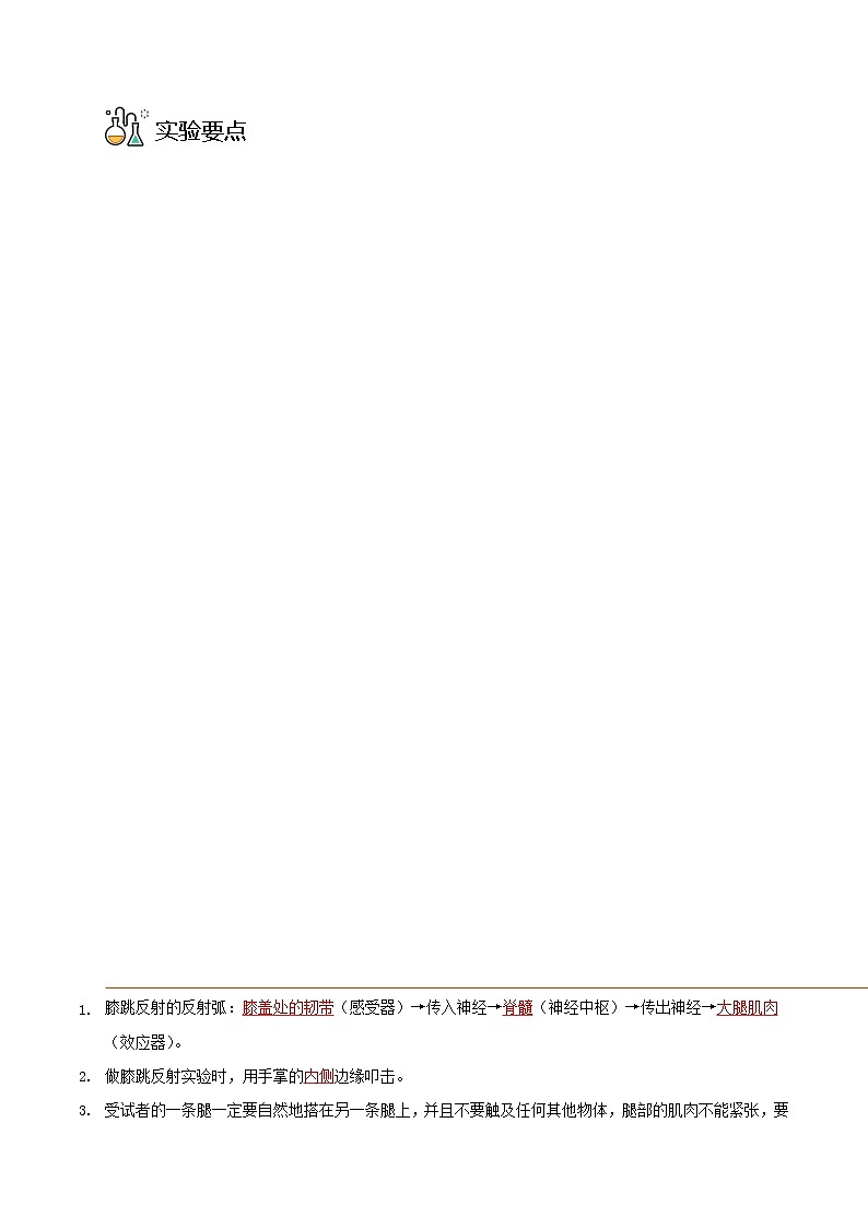 探究题05  膝跳反射-七年级下册实验专题03