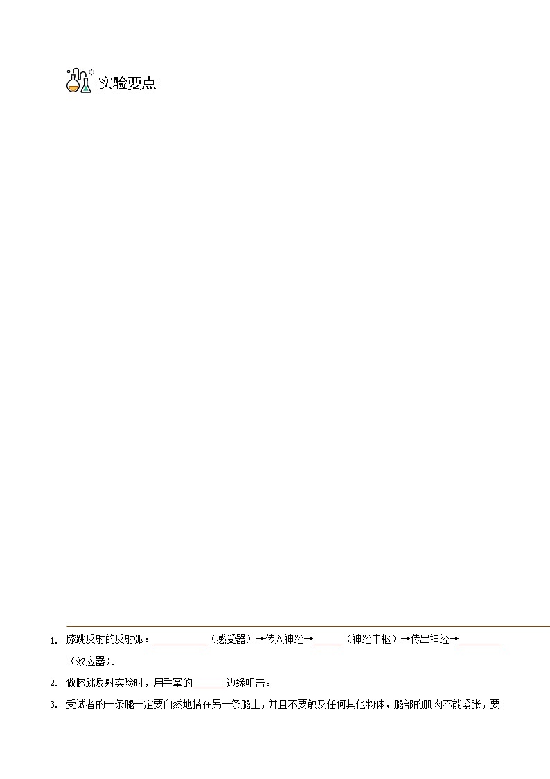 探究题05  膝跳反射-七年级下册实验专题03