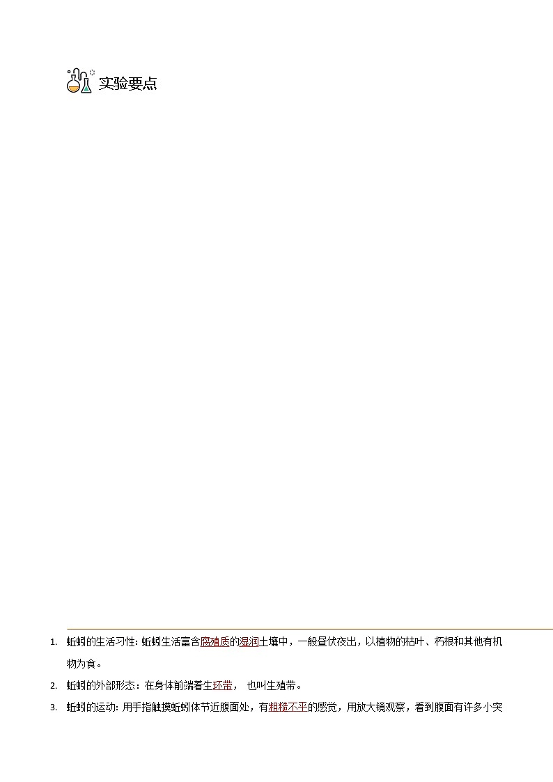 探究题01  观察蚯蚓 -八年级上册实验专题（解析版）第3页