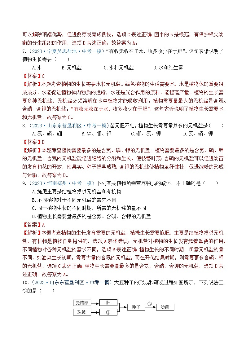 专题03 生物圈中的绿色植物（解析版）第3页
