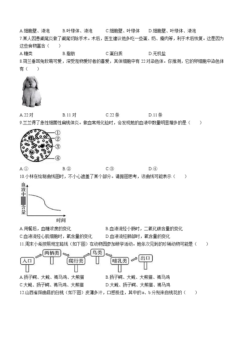 2023年山西省晋中市中考考前适应性训练生物试题（含答案）第2页