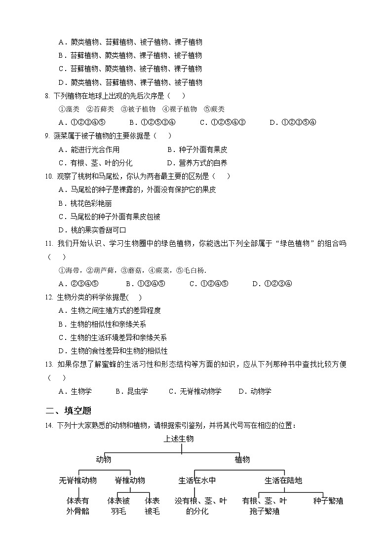 冀少版生物七上5.1尝试对生物进行分类 课件+教案+练习+素材02