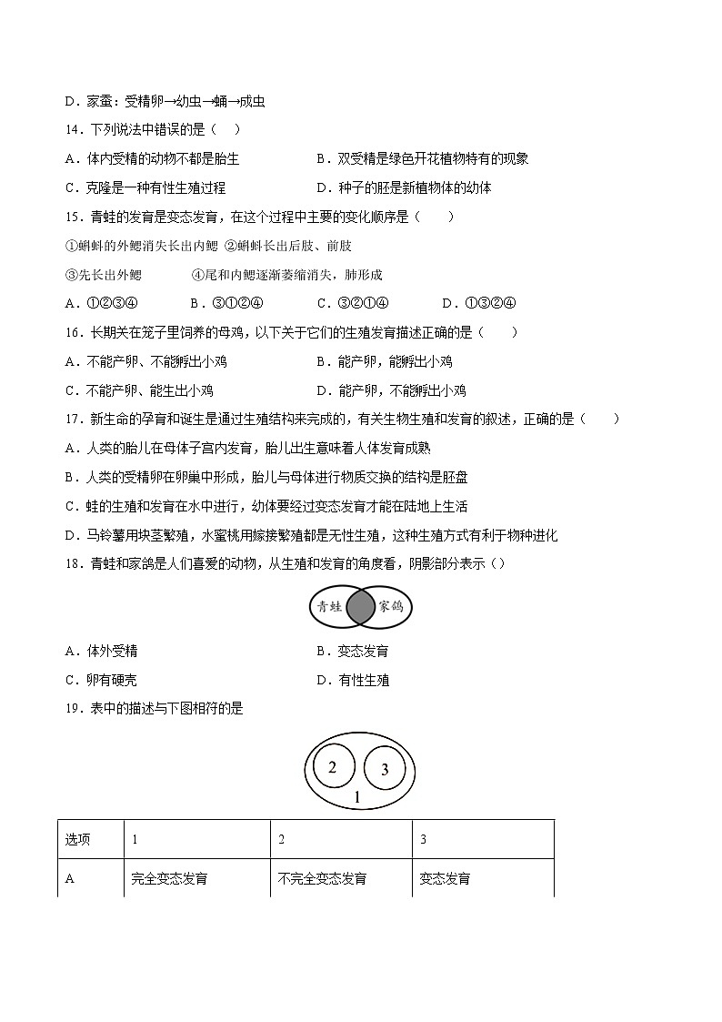 第七单元第1章 生物的生殖和发育（测试卷）——2022-2023学年人教版生物八年级下册单元综合复习（原卷版+解析版）03