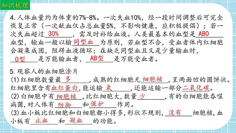 单元复习03 人体内的物质运输和能量供给（复习课件）——2022-2023学年度人教版生物七年级下册单元综合复习07