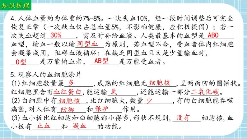 单元复习03 人体内的物质运输和能量供给（复习课件）——2022-2023学年度人教版生物七年级下册单元综合复习07