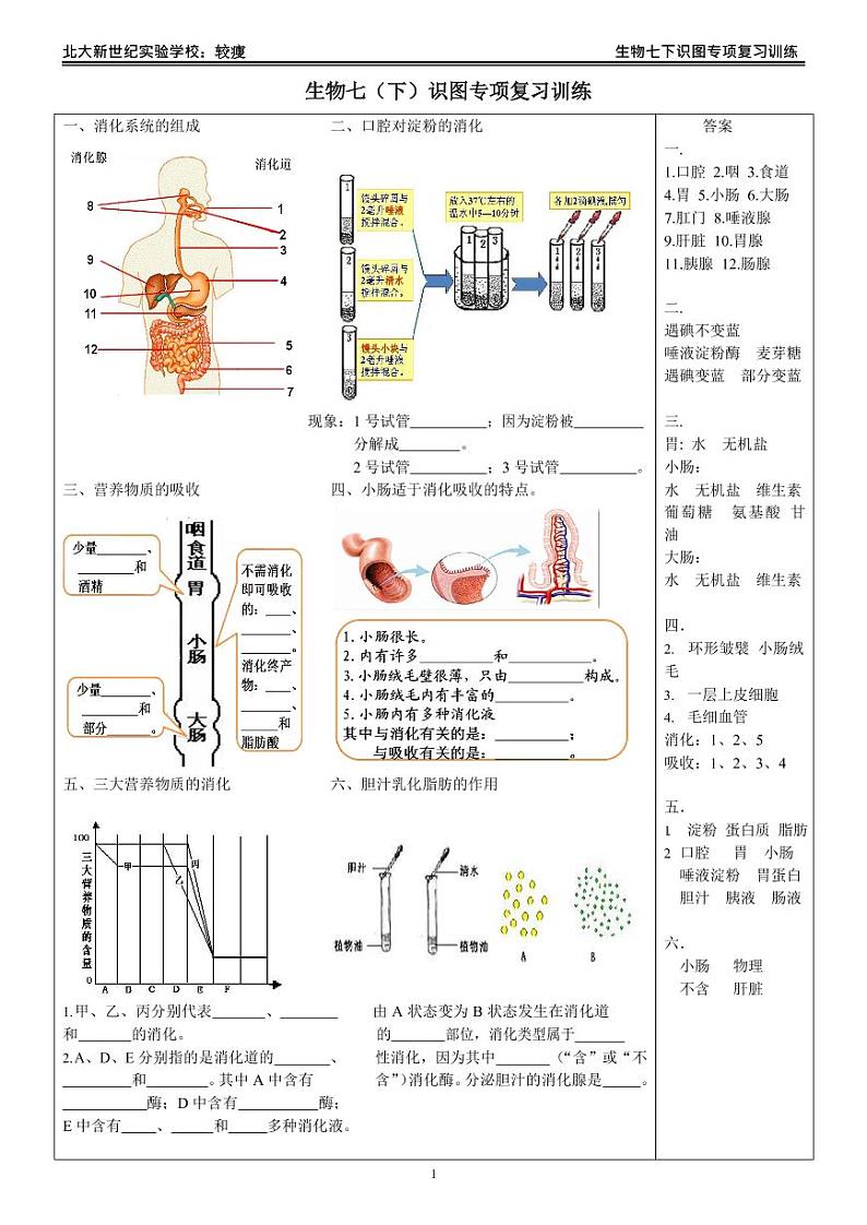 生物七（下）识图专项复习训练第1页