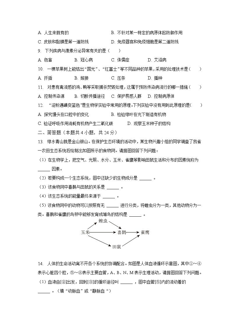 2023年辽宁省锦州三中中考生物一模试卷（含解析）02