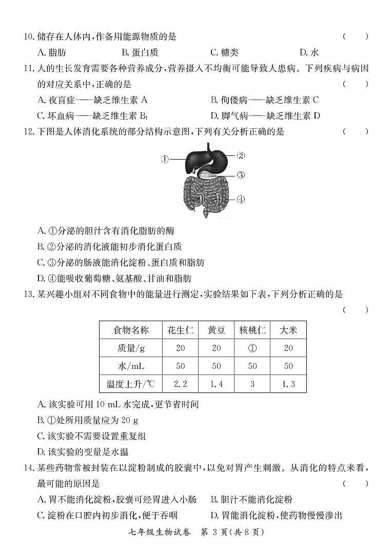广东省河源市紫金县2022-2023学年七年级下学期生物期中检测卷（PDF版，含答案）03