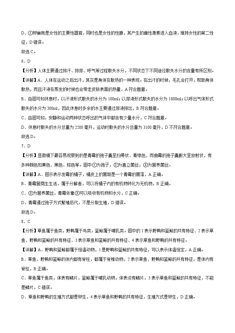 2023年中考第一次模拟考试卷生物（连云港卷）（全解全析）03