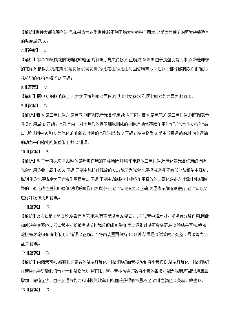 2023年中考第一次模拟考试卷生物（全国通用）（全解全析）第2页