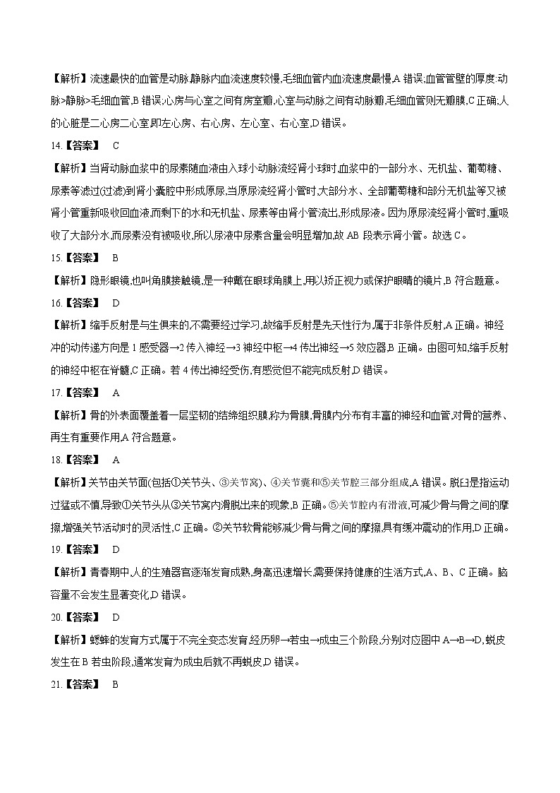2023年中考第一次模拟考试卷生物（全国通用）（全解全析）第3页