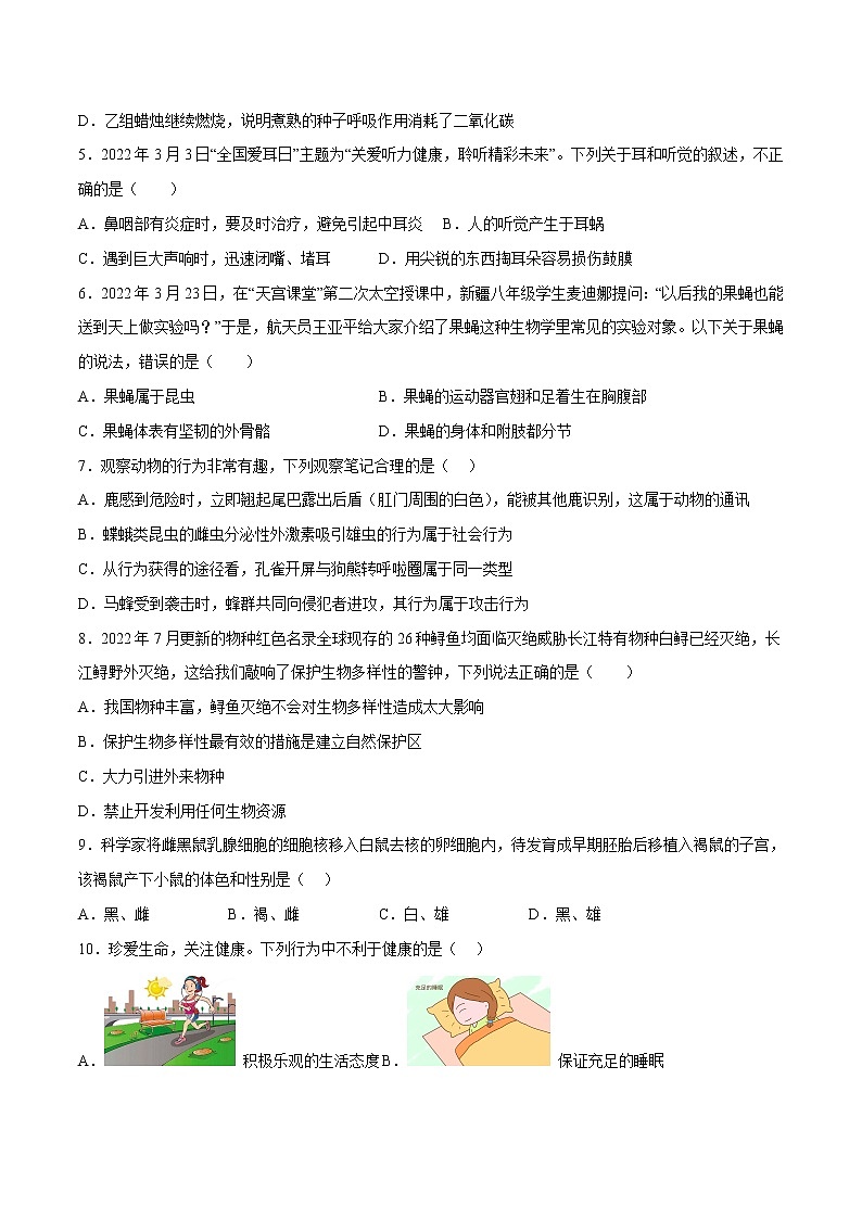 2023年中考第一次模拟考试卷生物（徐州卷）（考试版）A403