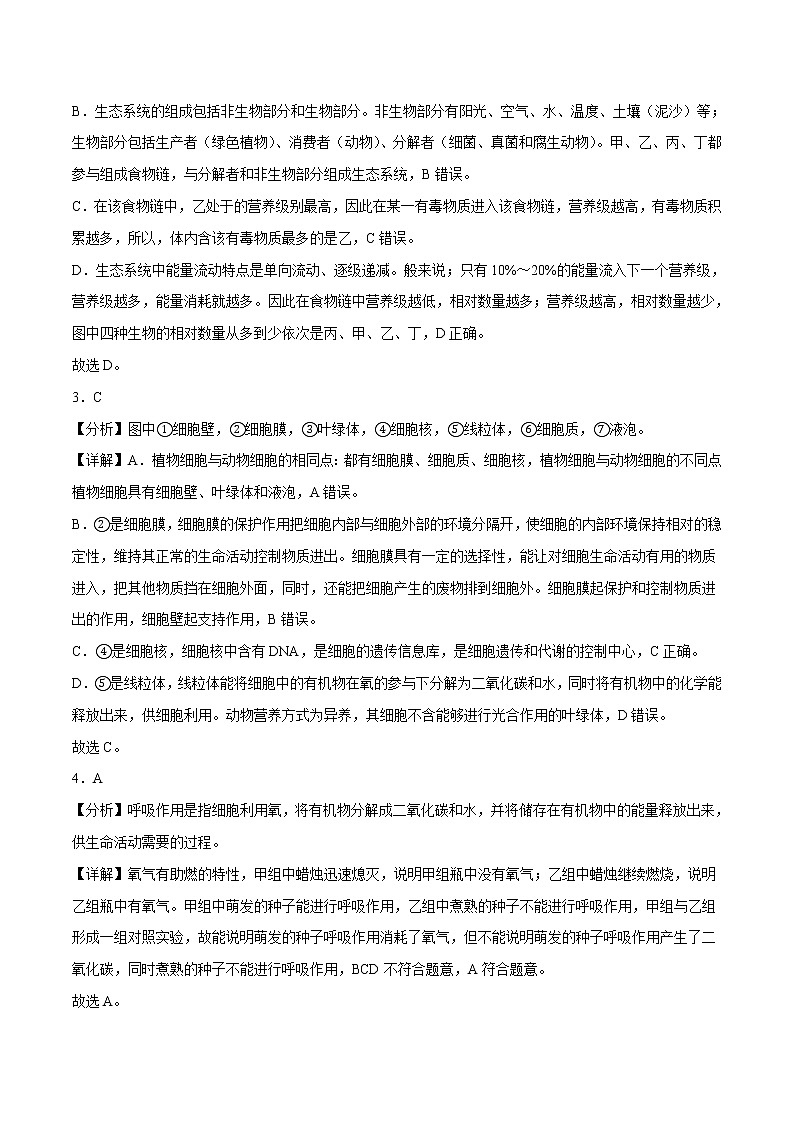 2023年中考第一次模拟考试卷生物（徐州卷）（全解全析）02