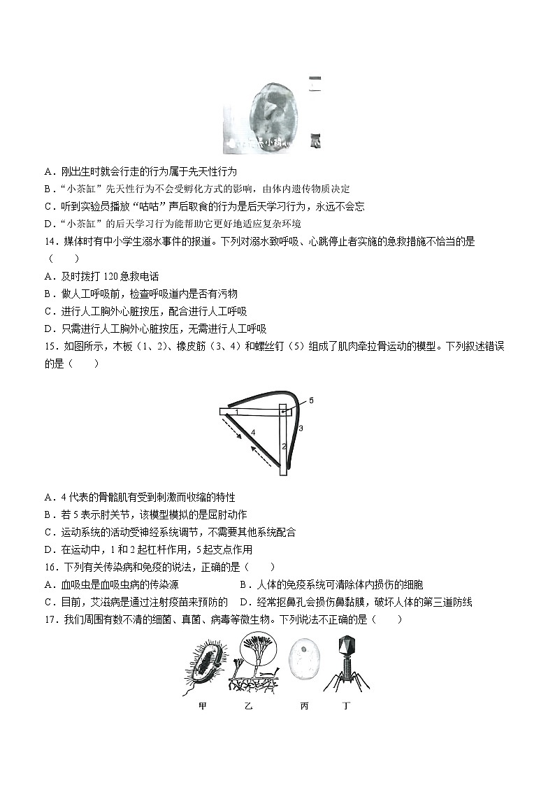 2023年山东省德州市德城区中考一模生物试题（含答案）03