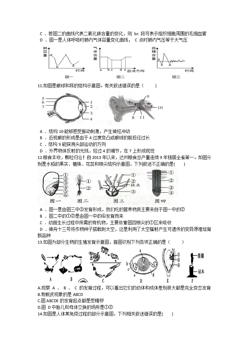 2023年山东省菏泽市郓城县中考一模生物试题（含答案）03