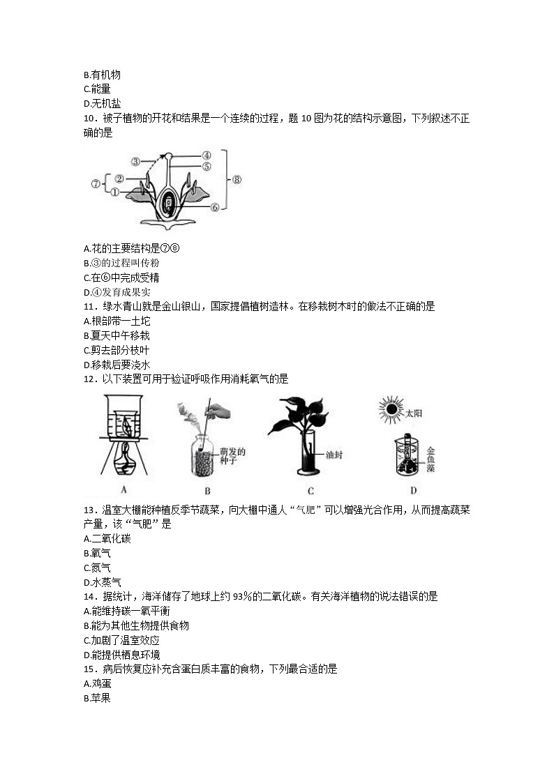 2023年广东省中山市大湾区初中学业水平检测（一轮）一模生物试题（含答案）02